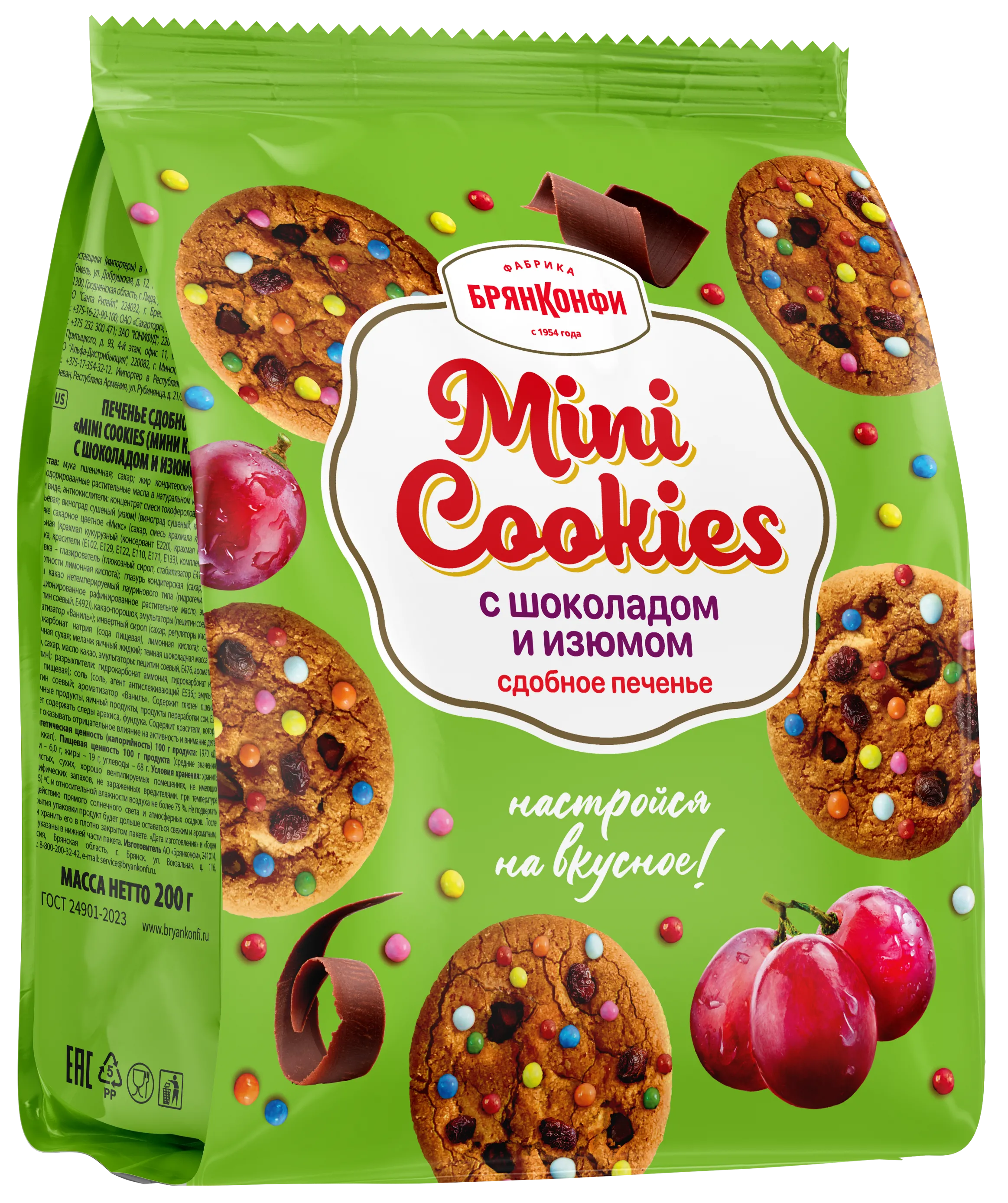Печенье MINI COOKIES с шоколадом и изюмом